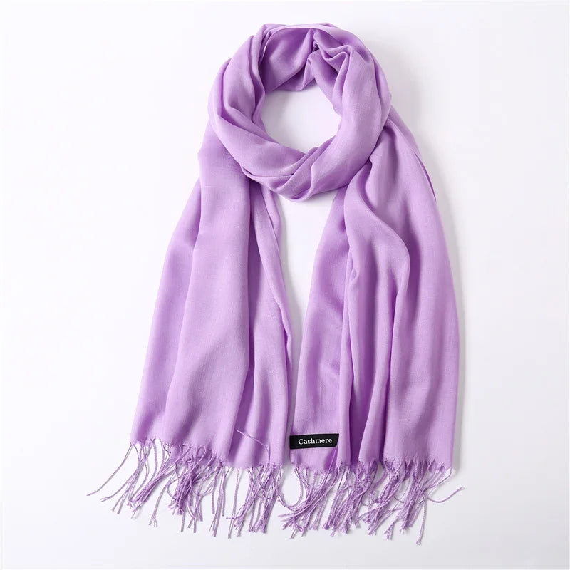 Desgine Brand Solid Women Cashmere Scarf Autumn Winter Warm Shawls Wraps 2024Men's Pashmina Tassels Scarves Female Foulard Mujer