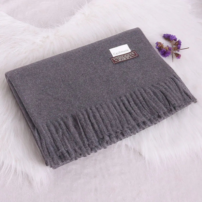 Women Winter Soft Warm Cashmere Scarf Luxury Brand Wool Scarves Khaki Pashmina Shawls Black Men's Poncho Cashmere Scarfs