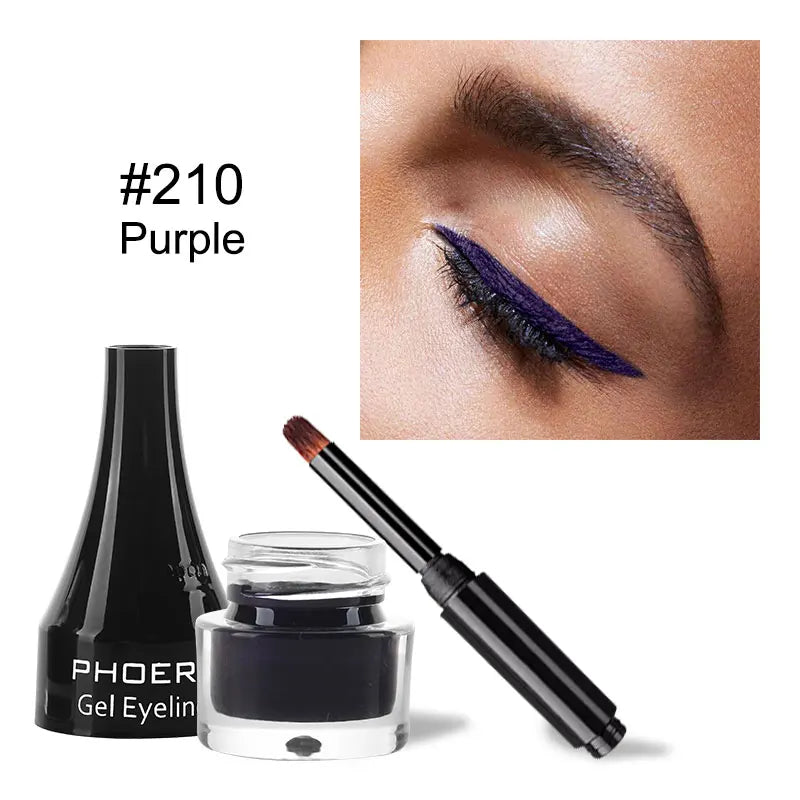 PHOERA Eyeliner Coloré 10 Couleurs Gel Eyeliner Imperméable Avec Pinceau Eyeliner Longue Tenue Crème Outils De Maquillage Cosmétiques Pour Femmes