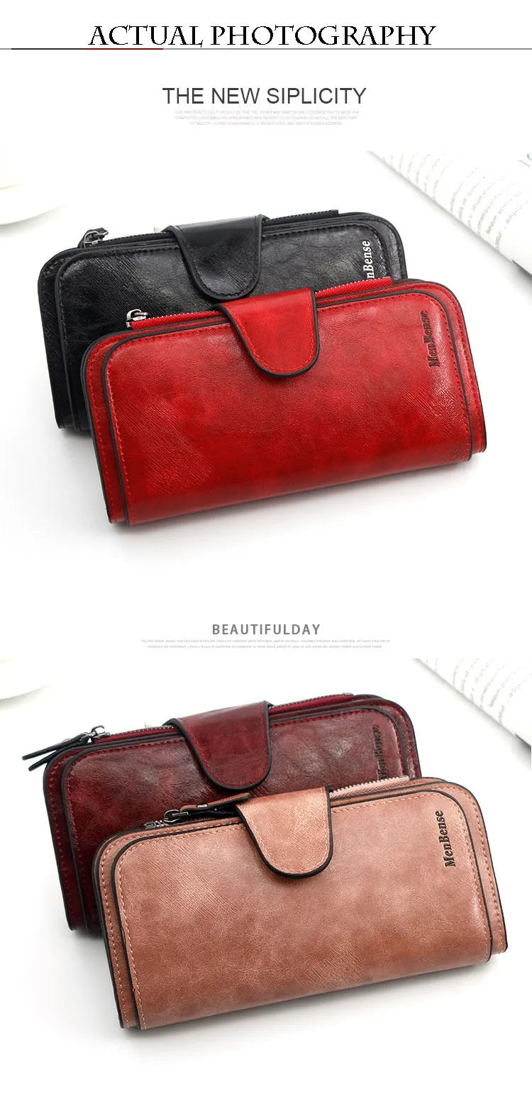 Women's wallet made of leather Wallets Three fold VINTAGE Womens purses mobile phone Purse Female Coin Purse Carteira Feminina