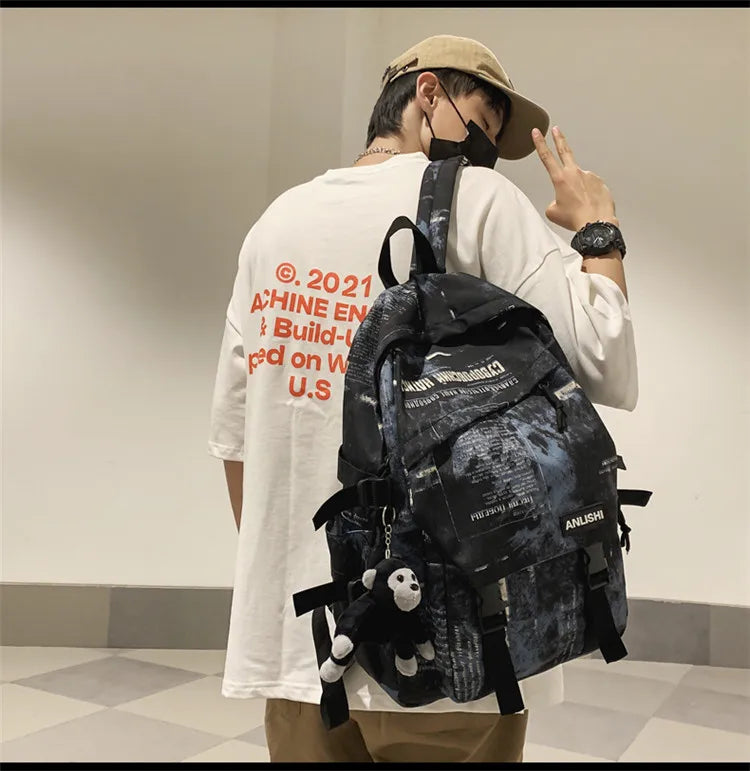 Women Harajuku Cloud Print Men Backpack Student Nylon Laptop New 2021 Cool  School Bag For Teenage Girls Book Bags buckle Ladies