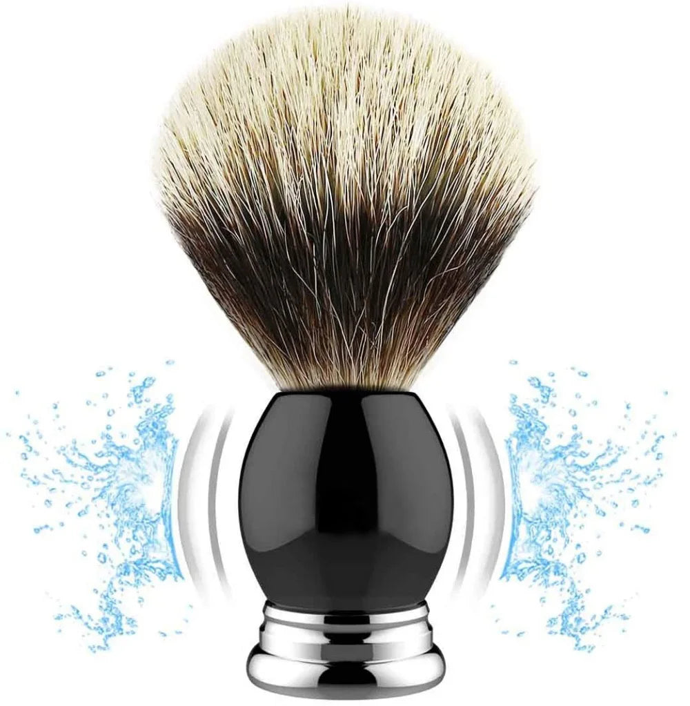 Luxury 100% Silvertip Pure Badger Hair Shaving Brush 22mm, Black Resin & Alloy Design Handle for Men Wet Shaving Handmade Gift