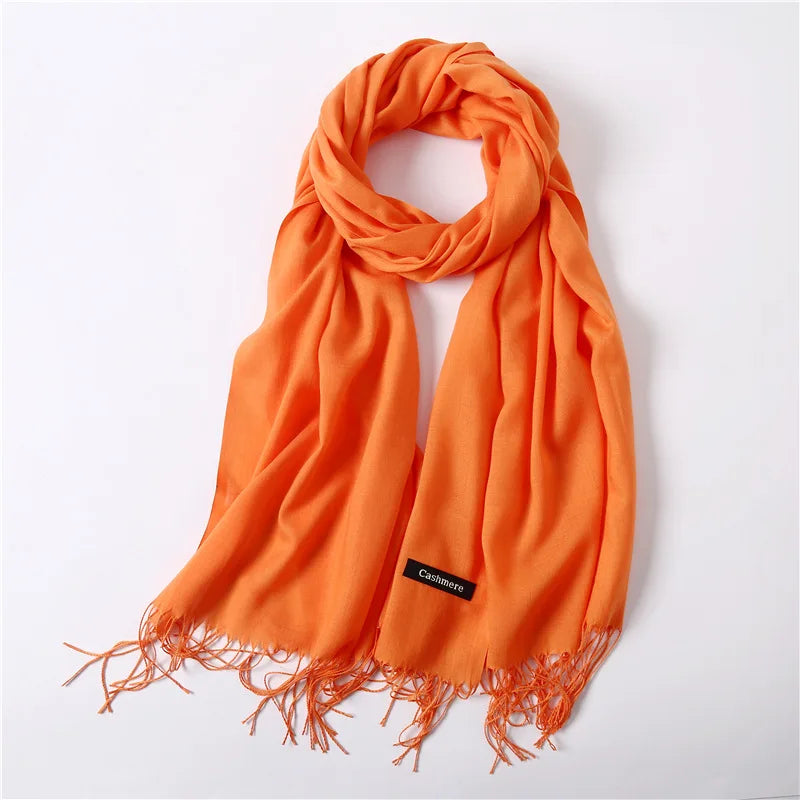 Desgine Brand Solid Women Cashmere Scarf Autumn Winter Warm Shawls Wraps 2024Men's Pashmina Tassels Scarves Female Foulard Mujer