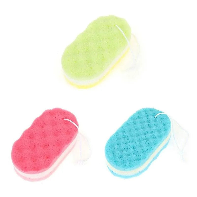 Éponge de bain ondulée à trois couches, brosse pour le corps, nettoyage de la peau, massage, nettoyage, douche, enfants, adultes, porte-serviette en mousse