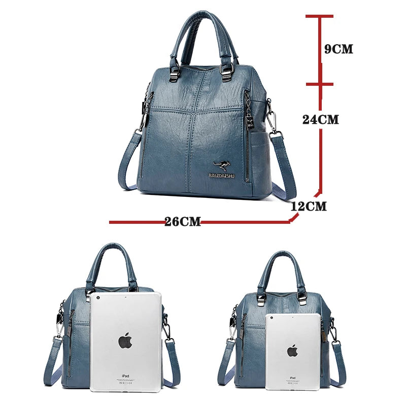 2023 New High Quality Leather Backpack Women Shoulder Bags Multifunction Travel Backpack School Bags for Girls Bagpack Mochila