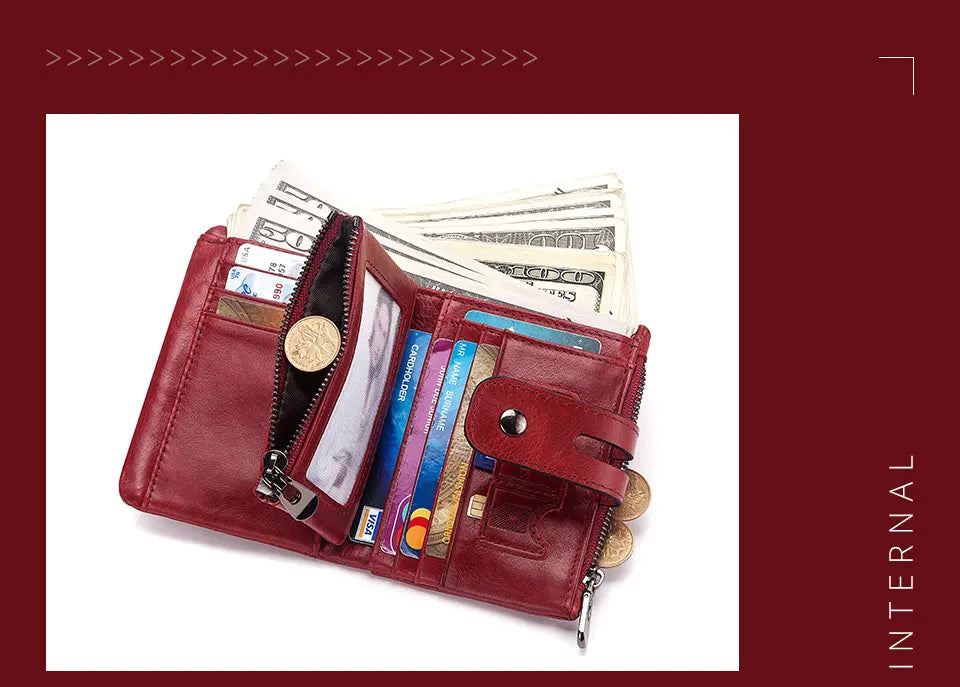 Hot Genuine Leather Men Wallet Coffee Coin Purse Mini Card Holder Chain PORTFOLIO Portomonee Male Walet Support Dropshiping