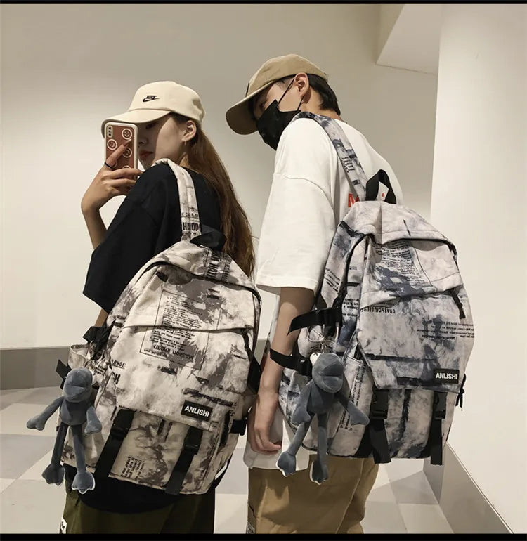 Women Harajuku Cloud Print Men Backpack Student Nylon Laptop New 2021 Cool  School Bag For Teenage Girls Book Bags buckle Ladies