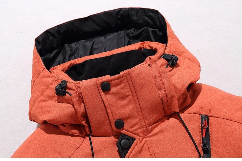 Men's White Duck Down Jacket Warm Hooded Thick Puffer Jacket Coat Male Casual High Quality Overcoat Thermal Winter Parka Men