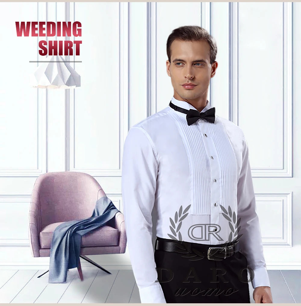 2023 DR DARO UOMO Chemises pour hommes Chemise de smoking blanche Chemise de mariage de fête 883-blanc