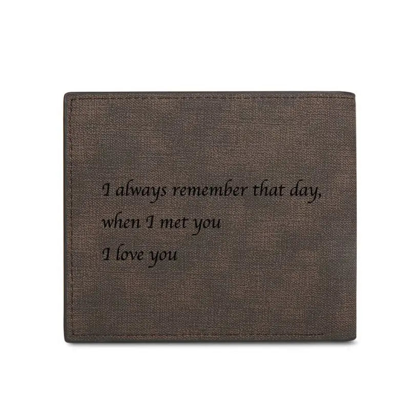 Custom Picture PU Leather Wallet Men's Bifold Custom Inscription Photo Engraved Wallet Thanksgiving Gifts For Him Custom Wallet