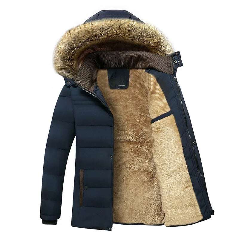 2023 Hiver Nouveau Chaud Épais Polaire Parkas Hommes Imperméable À Capuche Col De Fourrure Parka Veste Manteau Hommes Automne Mode Décontracté Parkas Hommes