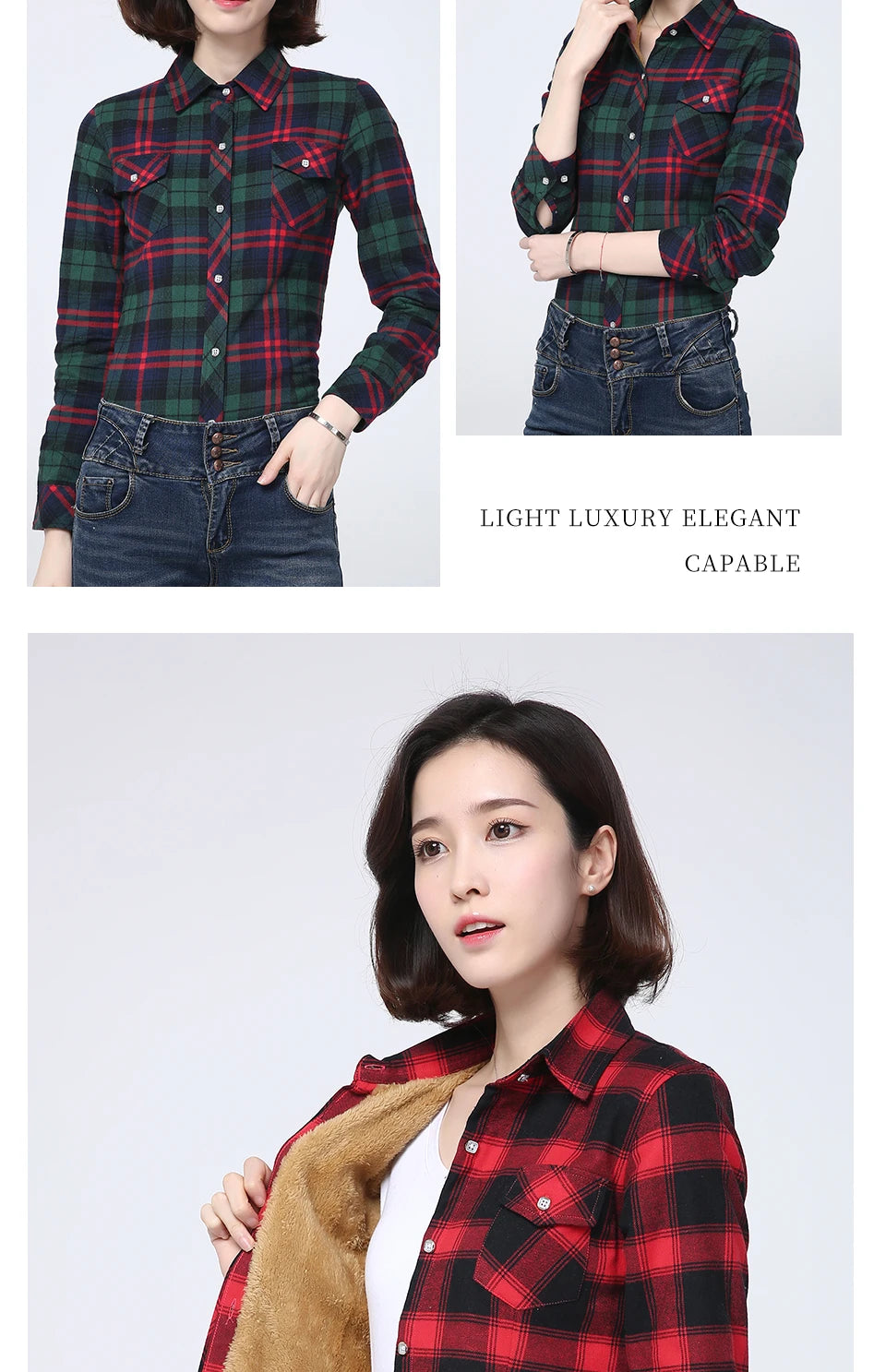 2023 Winter New Women's Warm Plaid Shirt Coat Casual Fleece Velvet Plus Thicke Tops Brand College Style Woman Clothes Outerwear