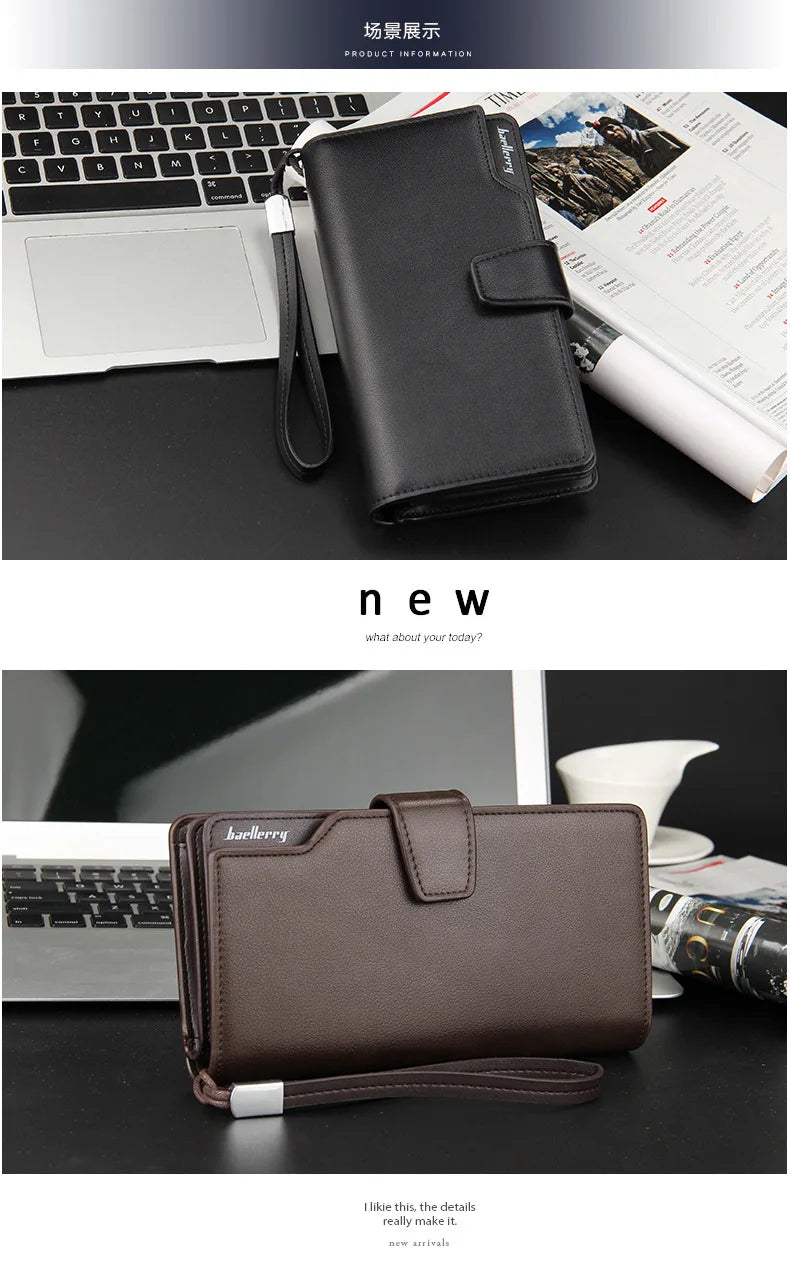 Baellerry Men Wallets Long Style High Quality Card Holder Male Purse Zipper Large Capacity Brand PU Leather Wallet For Men