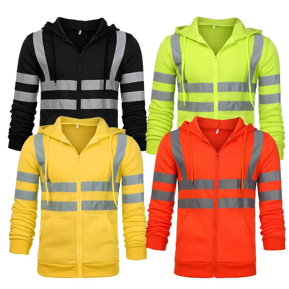 Coat Fleece Sweatshirt M-4XL Night Work Pullover Hoodie High Visibility Jacket Reflective Hi Viz Vis