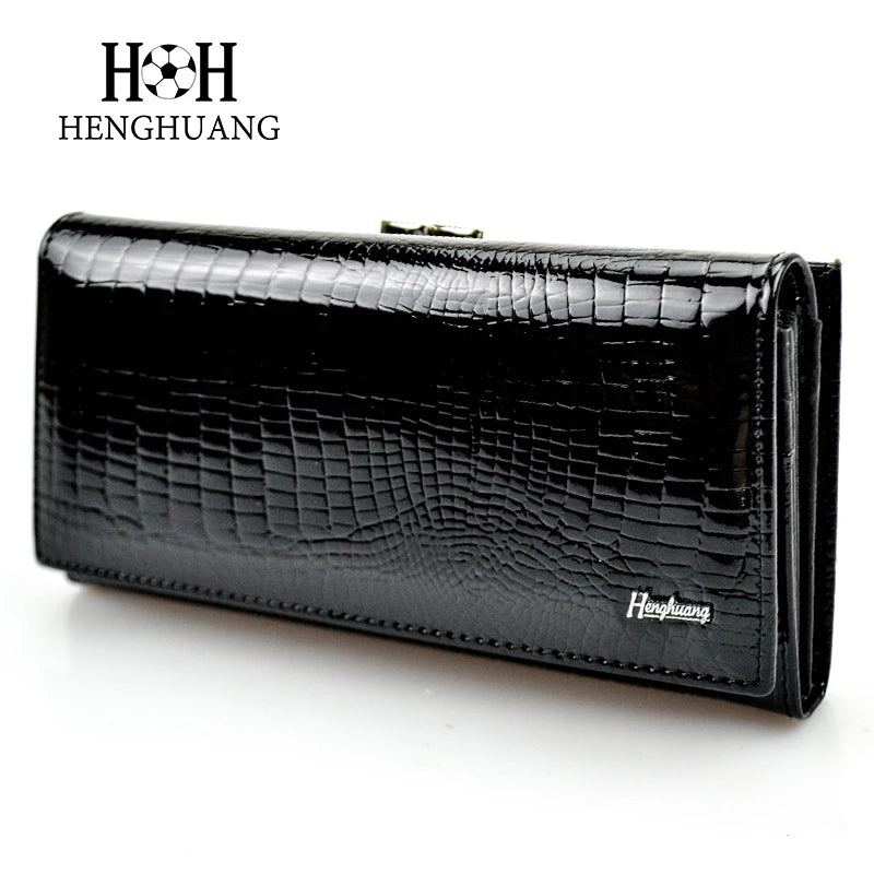 Designer Genuine Leather Women Wallet Female Long Clutch Money Bag  Luxury Brand Alligator Leather Ladies Coin Purse Wife's Gift