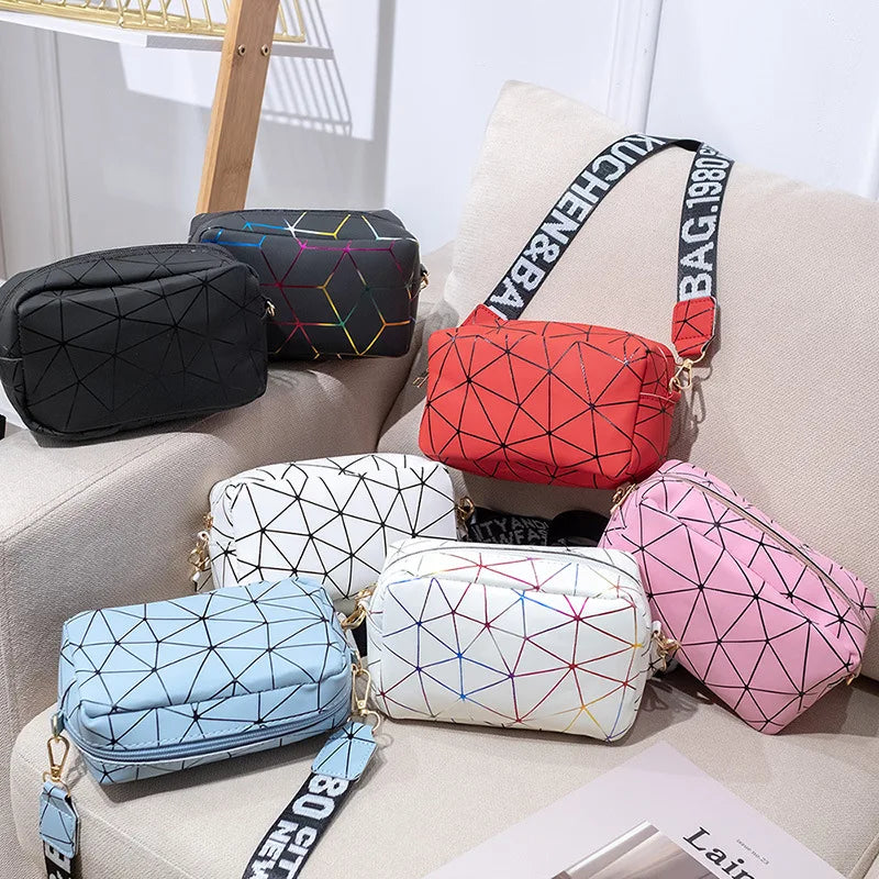 Women Laser Crossbody Bag Sling Shoulder Bag Jelly Holographic Square Messenger Satchel Bag For Lady Daily Small Handbag Purse