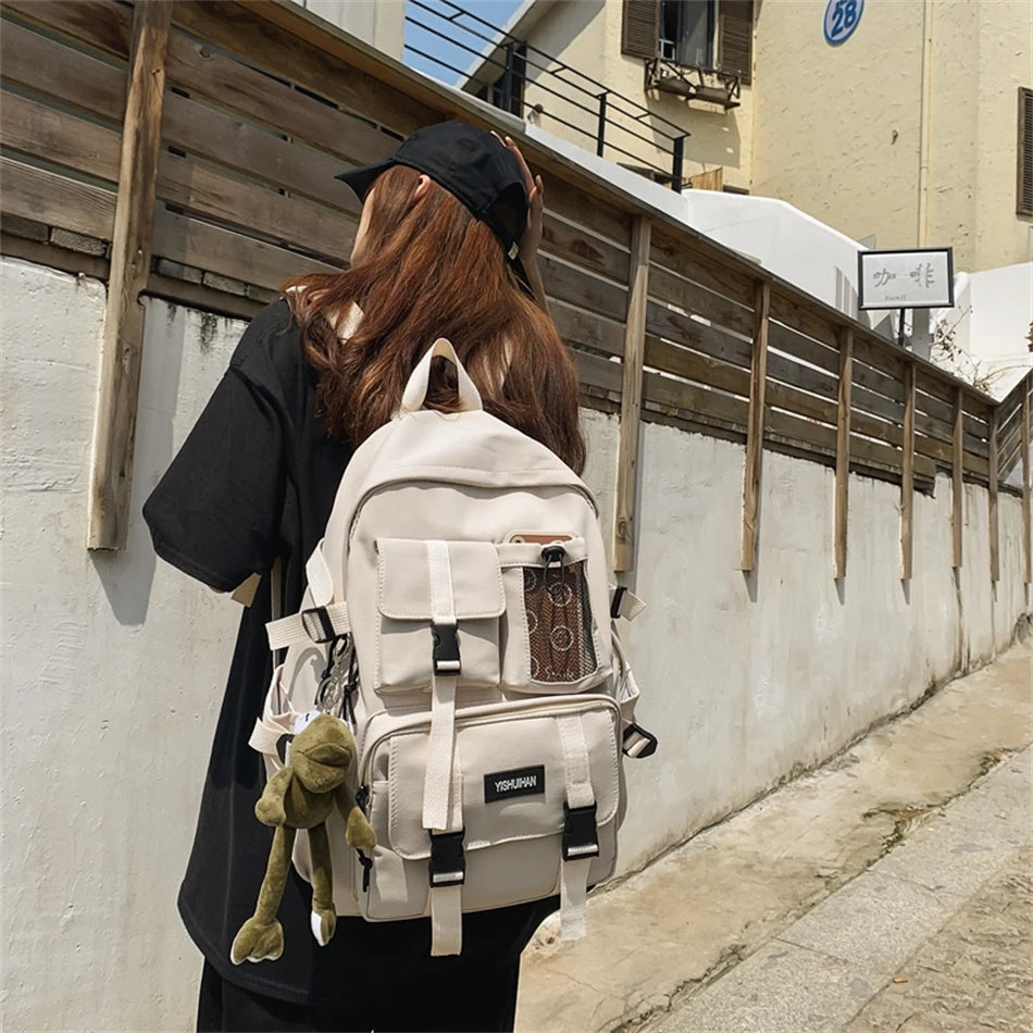 2024 Women School Backpack Black Nylon Bagpack Female Anti Theft Rucksack Casual Lady Travel Bag Korean Back Pack Mochila