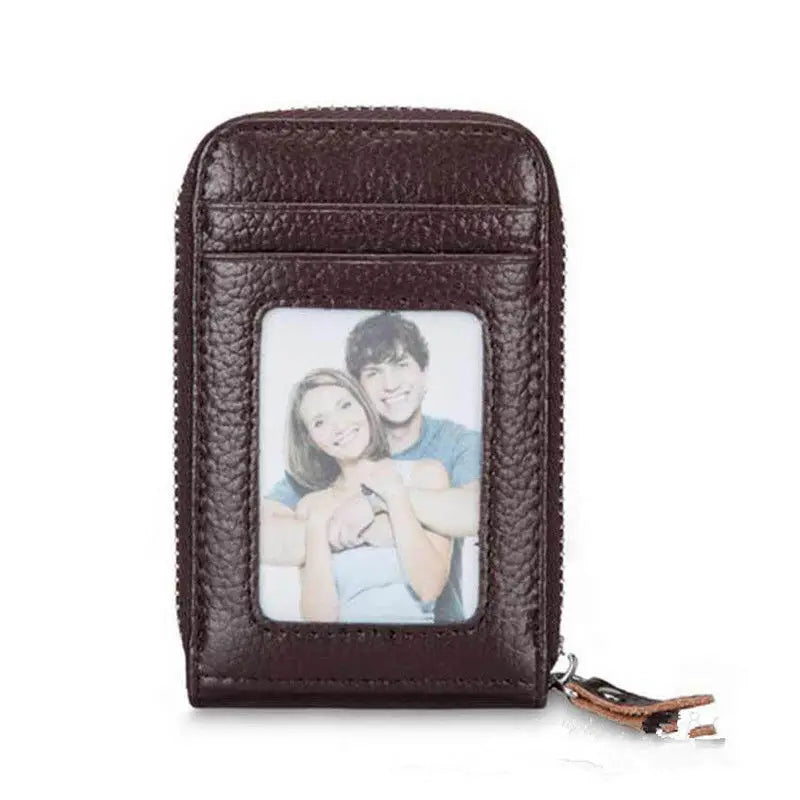 Men's Wallet Genuine PU Leather Credit Card Holder RFID Blocking Zipper Pocket Men bag Multi-card zipper