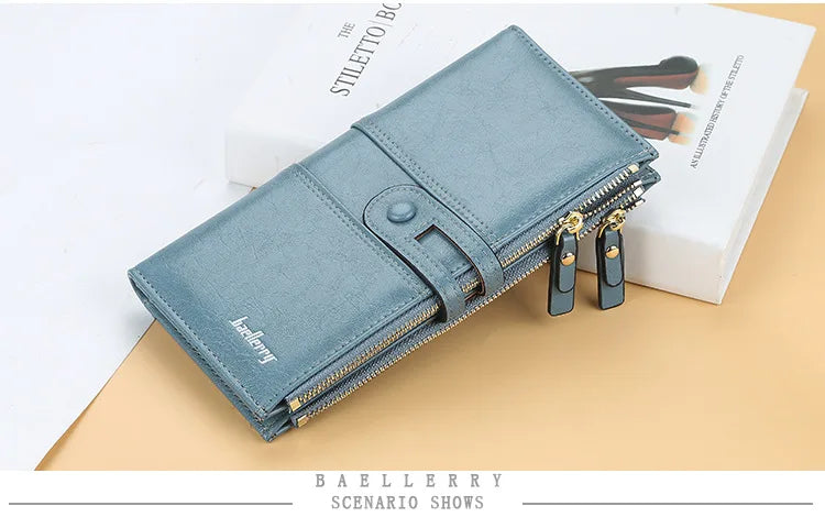 2022 Name Engrave Women Wallets Fashion Long Leather Top Quality Card Holder Classic Female Purse  Zipper Brand Wallet For Women