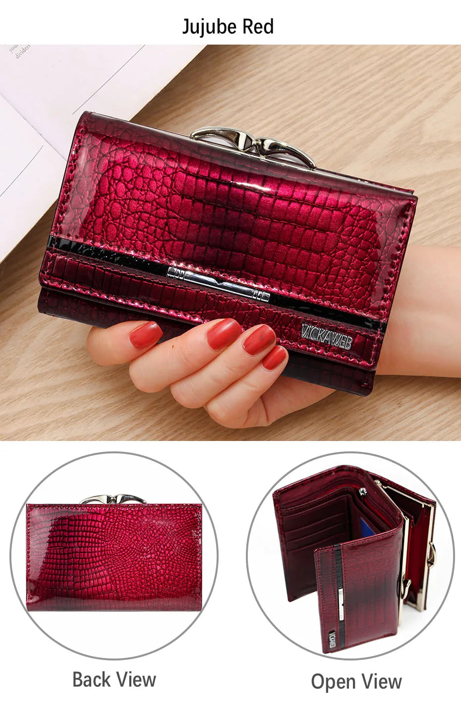 Free Gift Small Cute Wallet For Women Fashion Mini Purse Female Patent Leather Ladies Designer Brand Short Red Woman Card Holder