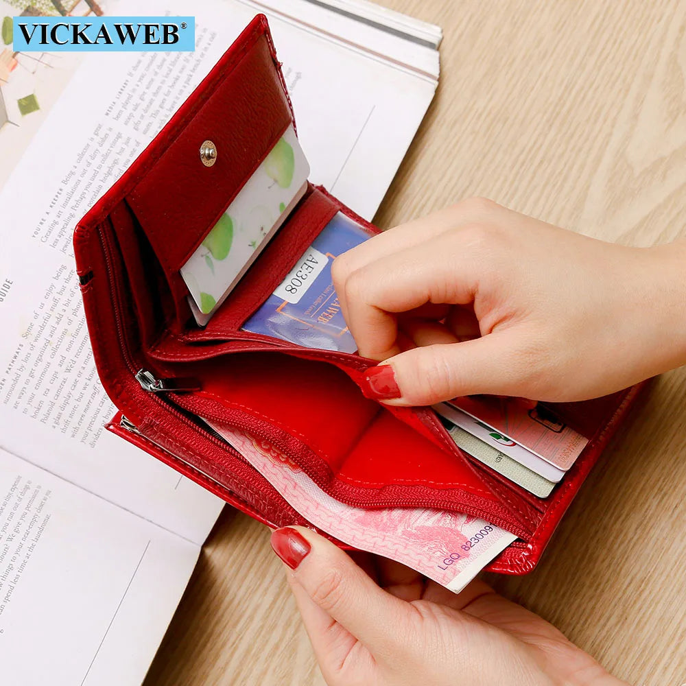 Free Gift Small Cute Wallet For Women Fashion Mini Purse Female Patent Leather Ladies Designer Brand Short Red Woman Card Holder