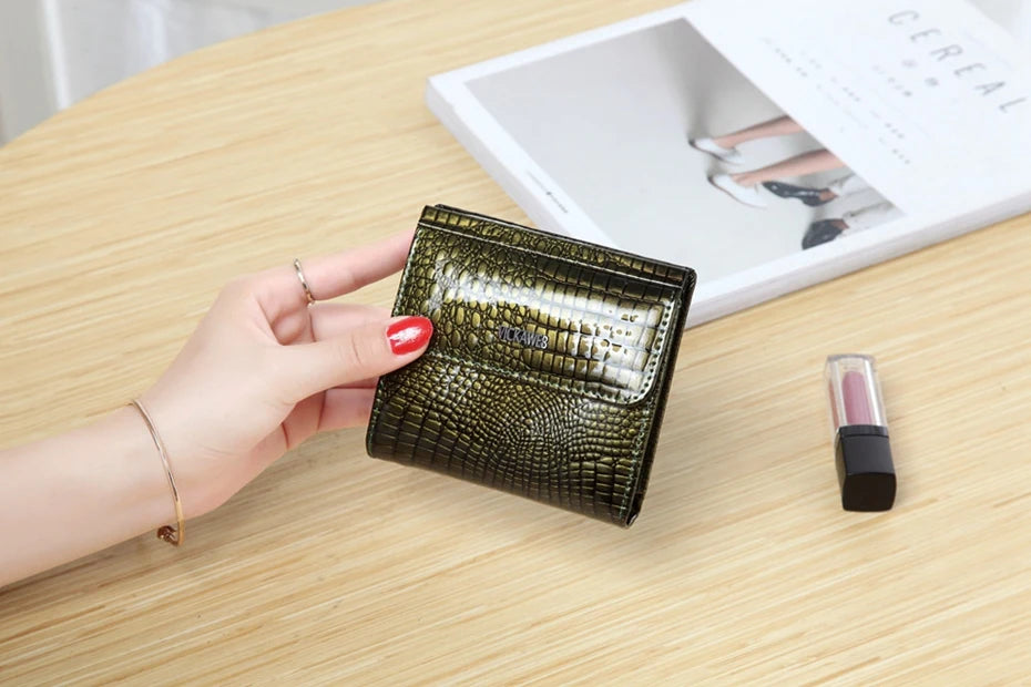 VICKAWEB Mini Wallet Women Genuine Leather Wallets Fashion Alligator Hasp Short Wallet Female Small Woman Wallets And Purses 209