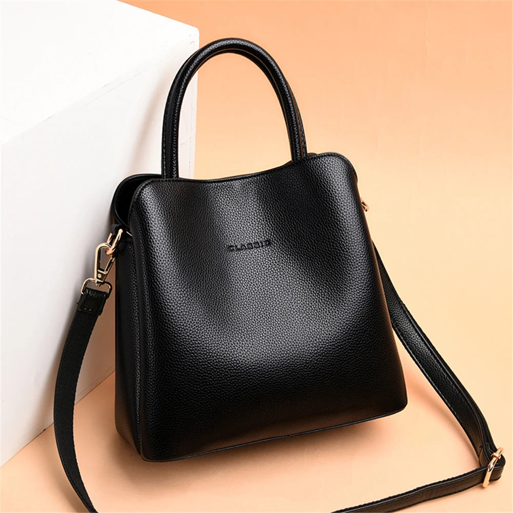 New 3 Main Pocket Leather Luxury Handbags Women Bags Designer Female Croosbody Bags For Women Small Casual Tote Bag Sac A Main