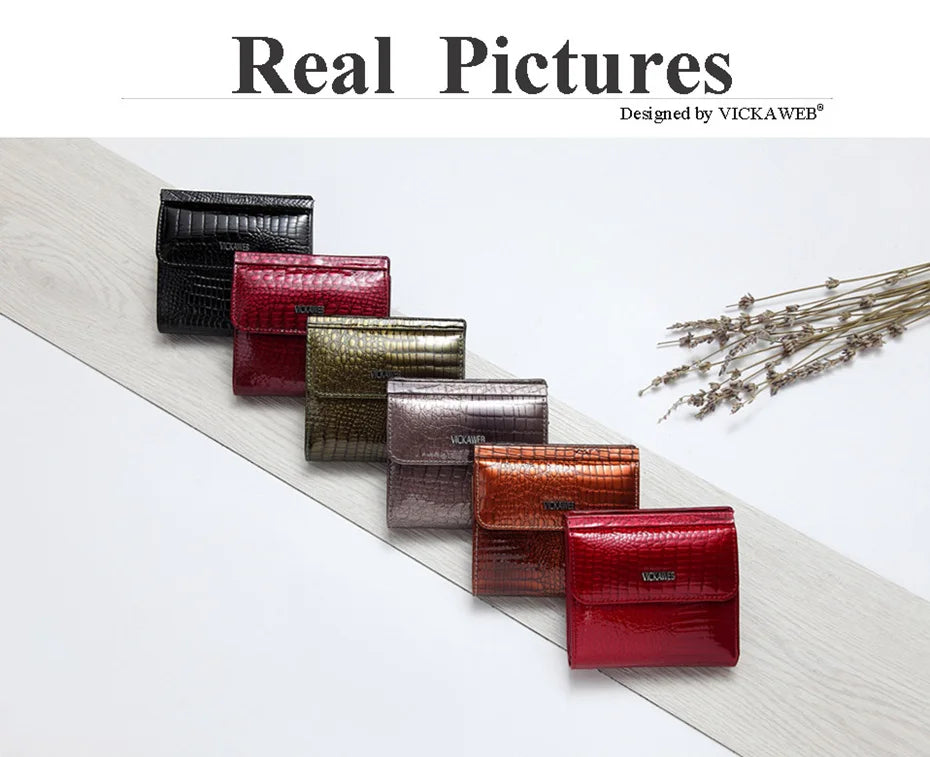 VICKAWEB Mini Wallet Women Genuine Leather Wallets Fashion Alligator Hasp Short Wallet Female Small Woman Wallets And Purses 209