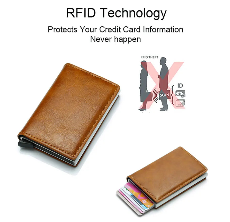 Men Credit Card Holder Wallet Slim Aluminum Men Wallet ID Credit Card Holder Mini RFID Wallet Automatic Pop Up Bank Card Case