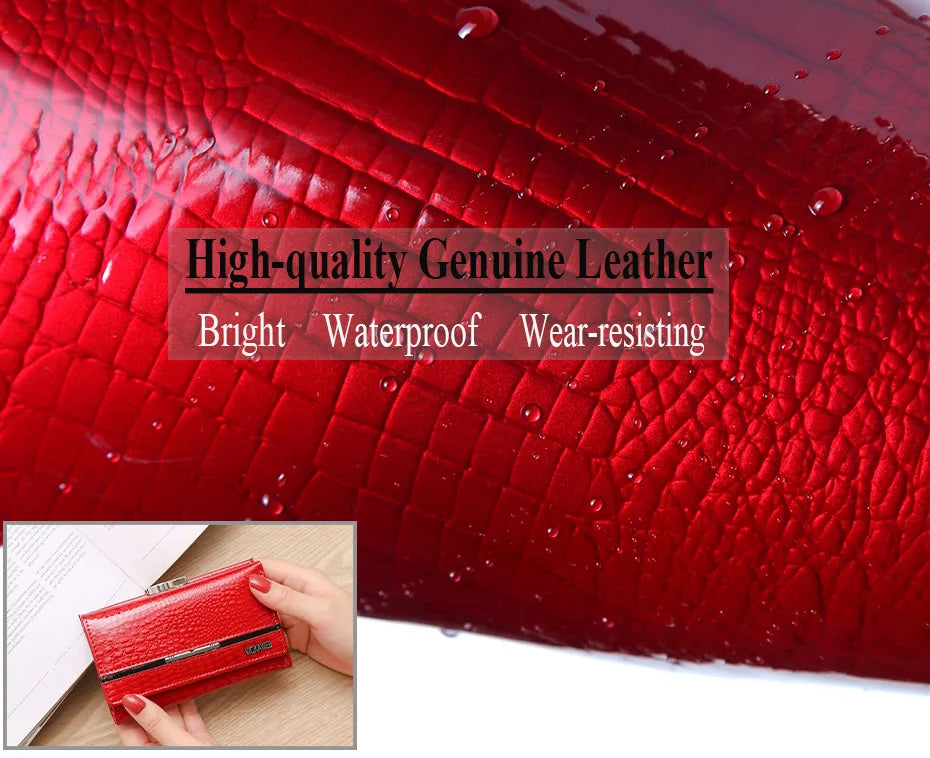 Free Gift Small Cute Wallet For Women Fashion Mini Purse Female Patent Leather Ladies Designer Brand Short Red Woman Card Holder