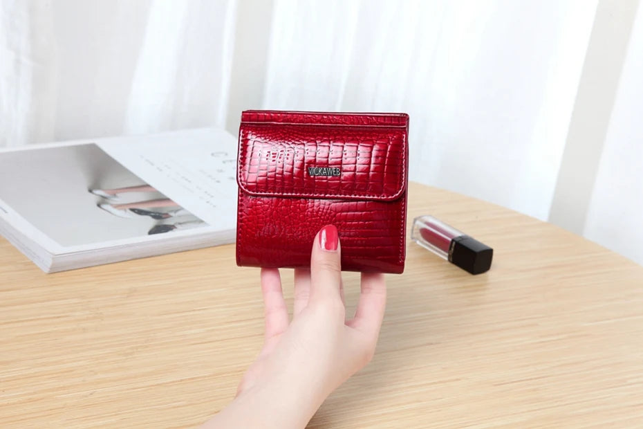 VICKAWEB Mini Wallet Women Genuine Leather Wallets Fashion Alligator Hasp Short Wallet Female Small Woman Wallets And Purses 209