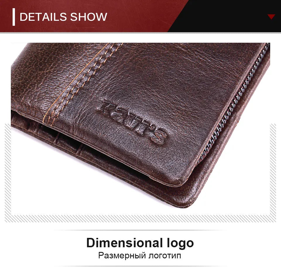 KAVIS Free Engravin Genuine Leather Wallet Men Coin Purse Long Male Clutch Walet Portomonee Man Women Handy Card Holder for Name