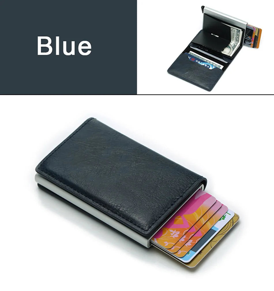 Men Credit Card Holder Wallet Slim Aluminum Men Wallet ID Credit Card Holder Mini RFID Wallet Automatic Pop Up Bank Card Case