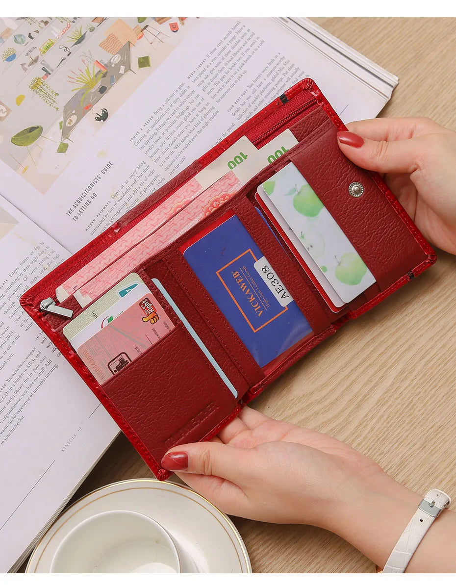 Free Gift Small Cute Wallet For Women Fashion Mini Purse Female Patent Leather Ladies Designer Brand Short Red Woman Card Holder