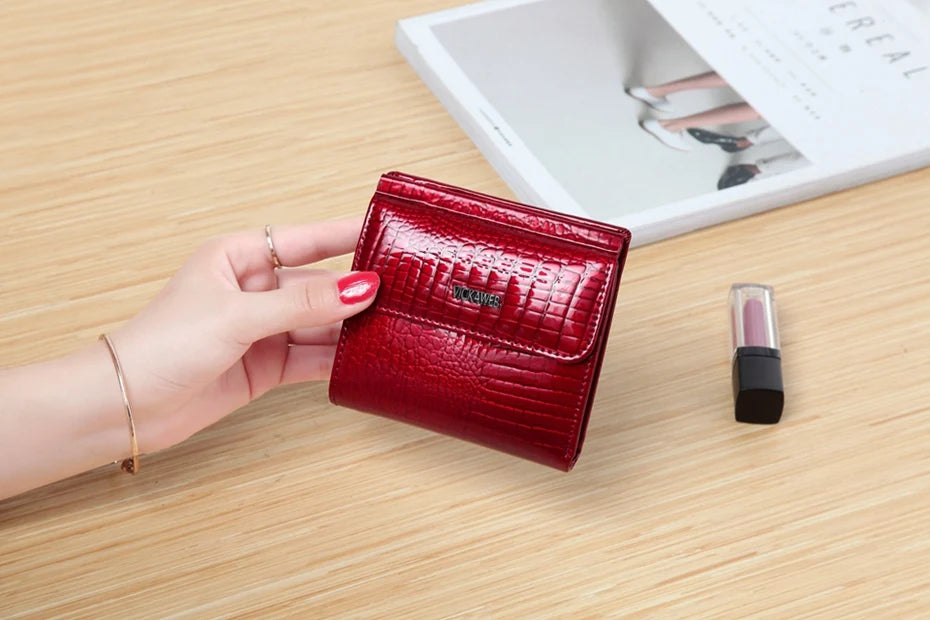 VICKAWEB Mini Wallet Women Genuine Leather Wallets Fashion Alligator Hasp Short Wallet Female Small Woman Wallets And Purses 209