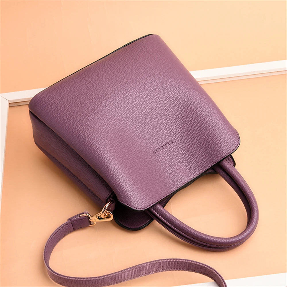 New 3 Main Pocket Leather Luxury Handbags Women Bags Designer Female Croosbody Bags For Women Small Casual Tote Bag Sac A Main