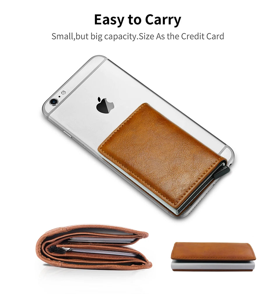 Men Credit Card Holder Wallet Slim Aluminum Men Wallet ID Credit Card Holder Mini RFID Wallet Automatic Pop Up Bank Card Case