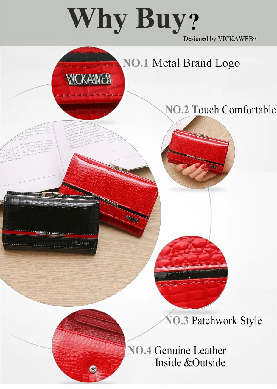 Free Gift Small Cute Wallet For Women Fashion Mini Purse Female Patent Leather Ladies Designer Brand Short Red Woman Card Holder