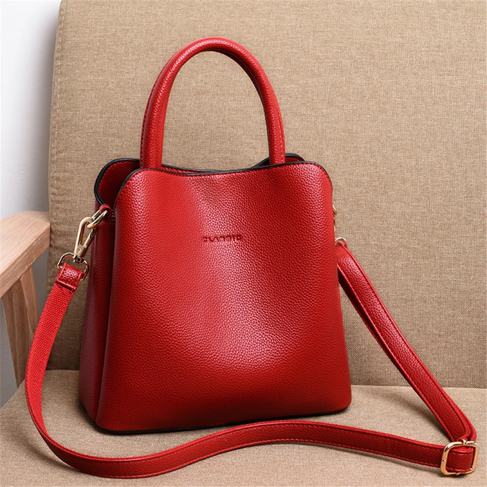 New 3 Main Pocket Leather Luxury Handbags Women Bags Designer Female Croosbody Bags For Women Small Casual Tote Bag Sac A Main