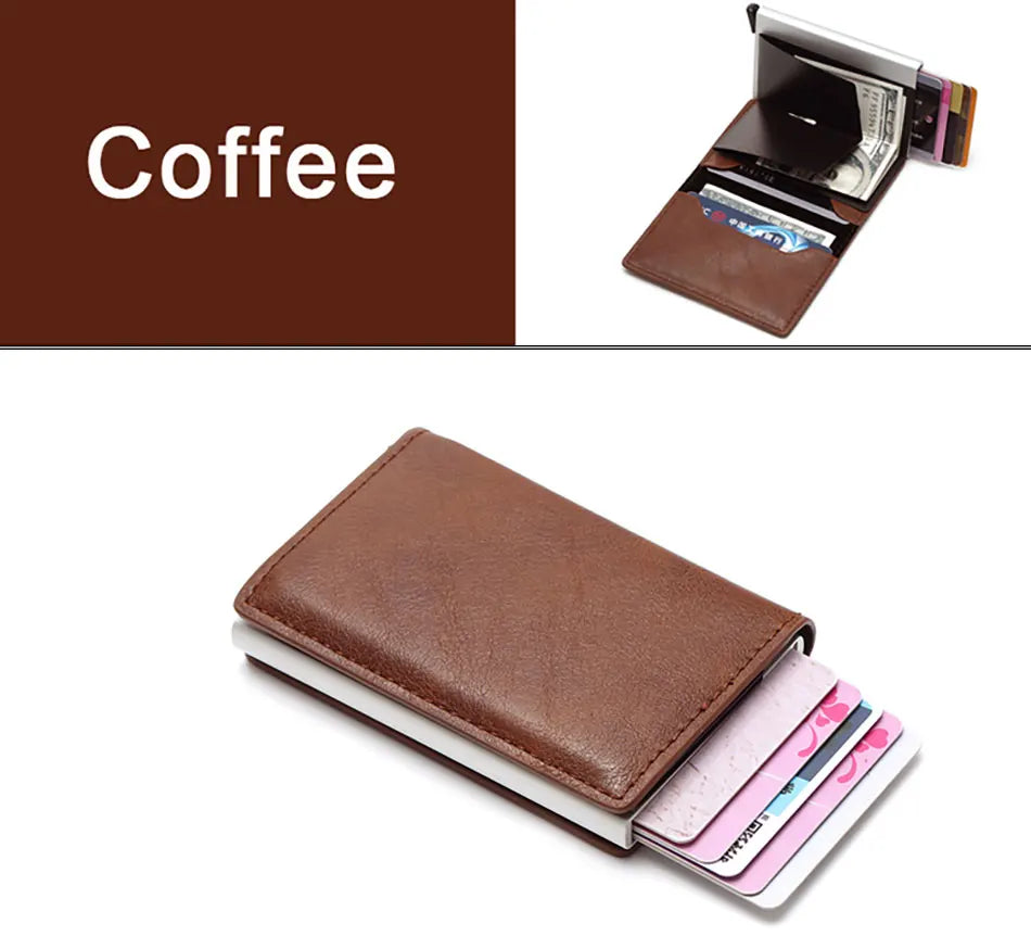 Men Credit Card Holder Wallet Slim Aluminum Men Wallet ID Credit Card Holder Mini RFID Wallet Automatic Pop Up Bank Card Case