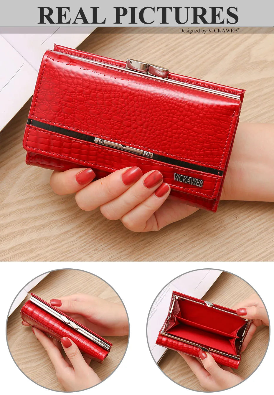 Free Gift Small Cute Wallet For Women Fashion Mini Purse Female Patent Leather Ladies Designer Brand Short Red Woman Card Holder