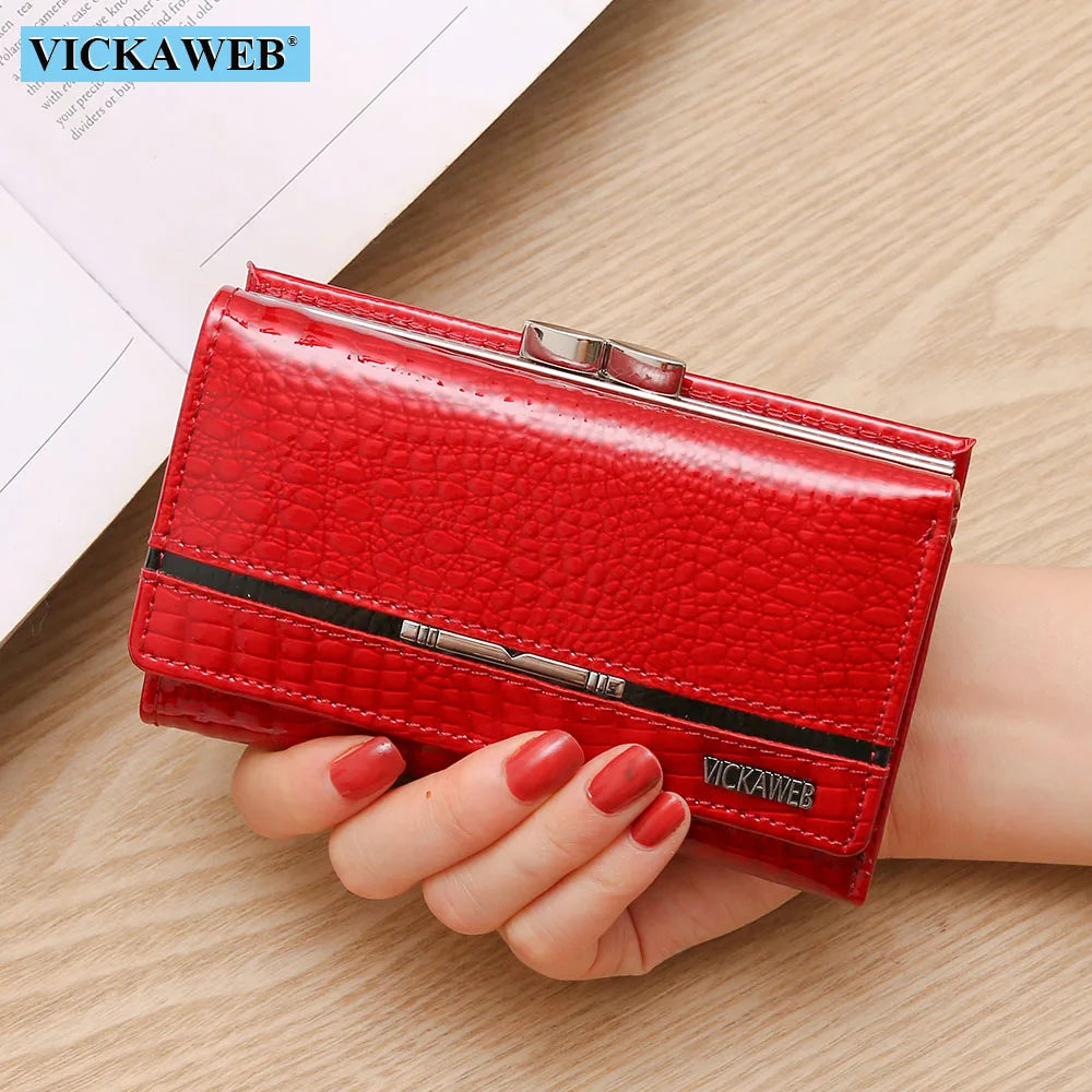 Free Gift Small Cute Wallet For Women Fashion Mini Purse Female Patent Leather Ladies Designer Brand Short Red Woman Card Holder