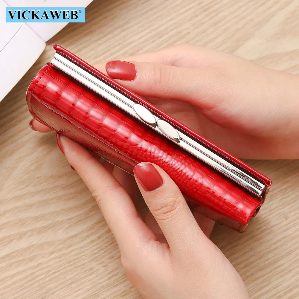 Free Gift Small Cute Wallet For Women Fashion Mini Purse Female Patent Leather Ladies Designer Brand Short Red Woman Card Holder