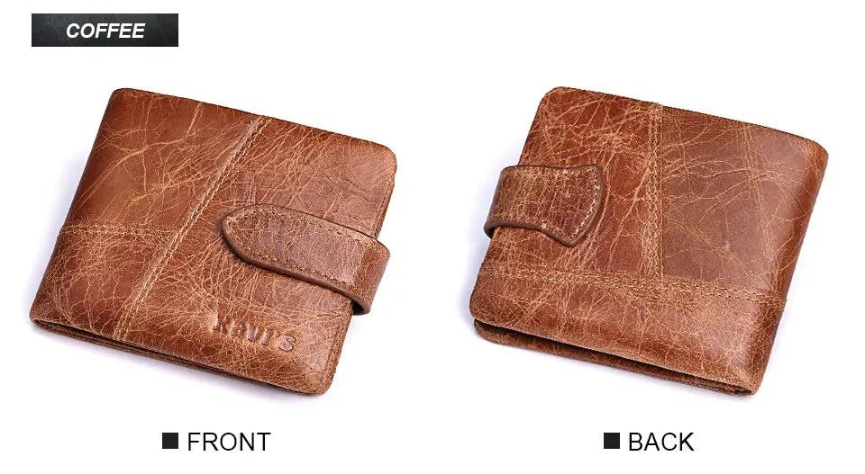 KAVIS Free Engravin Genuine Leather Wallet Men Coin Purse Long Male Clutch Walet Portomonee Man Women Handy Card Holder for Name