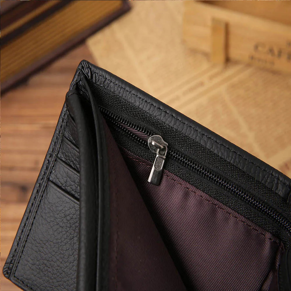 Free Name Engraving Short Genuine Leather Men Wallets Fashion Coin Pocket Card Holder Men Purse Simple Quality Male Wallets