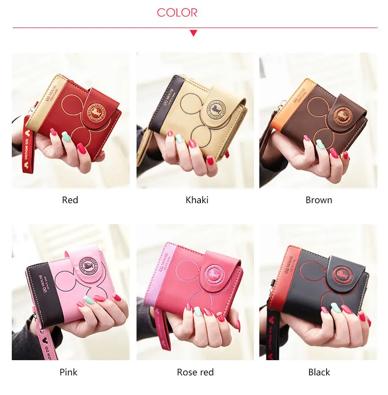 Women small wallet cartoon mickey cute coin purse hasp card holder womens wallets and purses female wallets famous brand