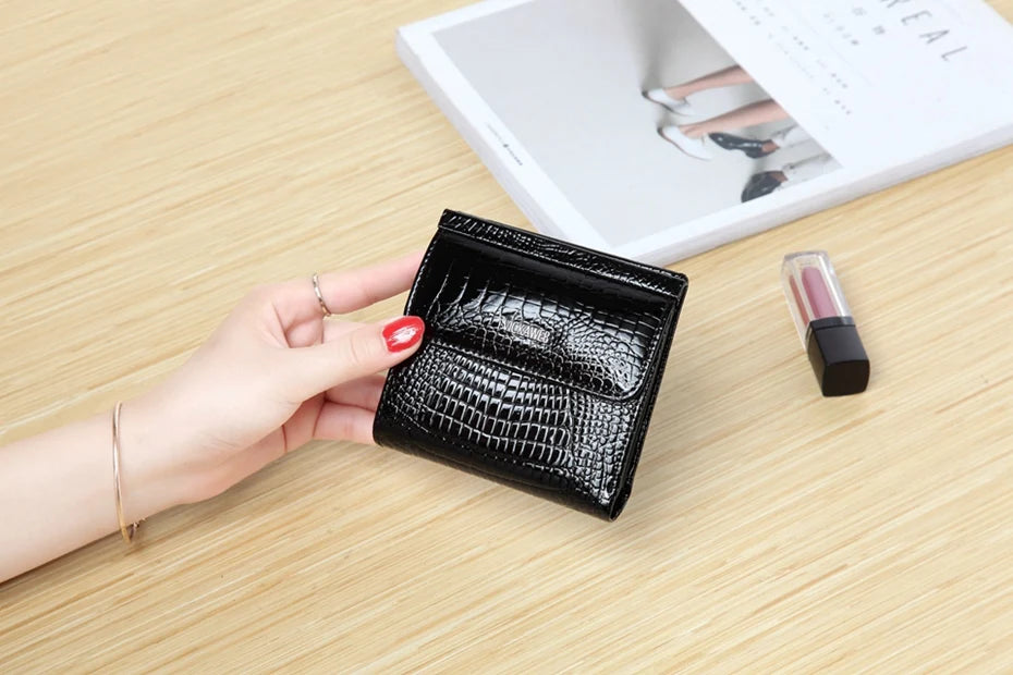 VICKAWEB Mini Wallet Women Genuine Leather Wallets Fashion Alligator Hasp Short Wallet Female Small Woman Wallets And Purses 209