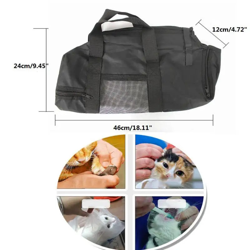 Heavy Duty Mesh Cat Grooming Bathing Restraint Bag No Scratching for Claw Nail Trimming Injecting Examin Vet Tool