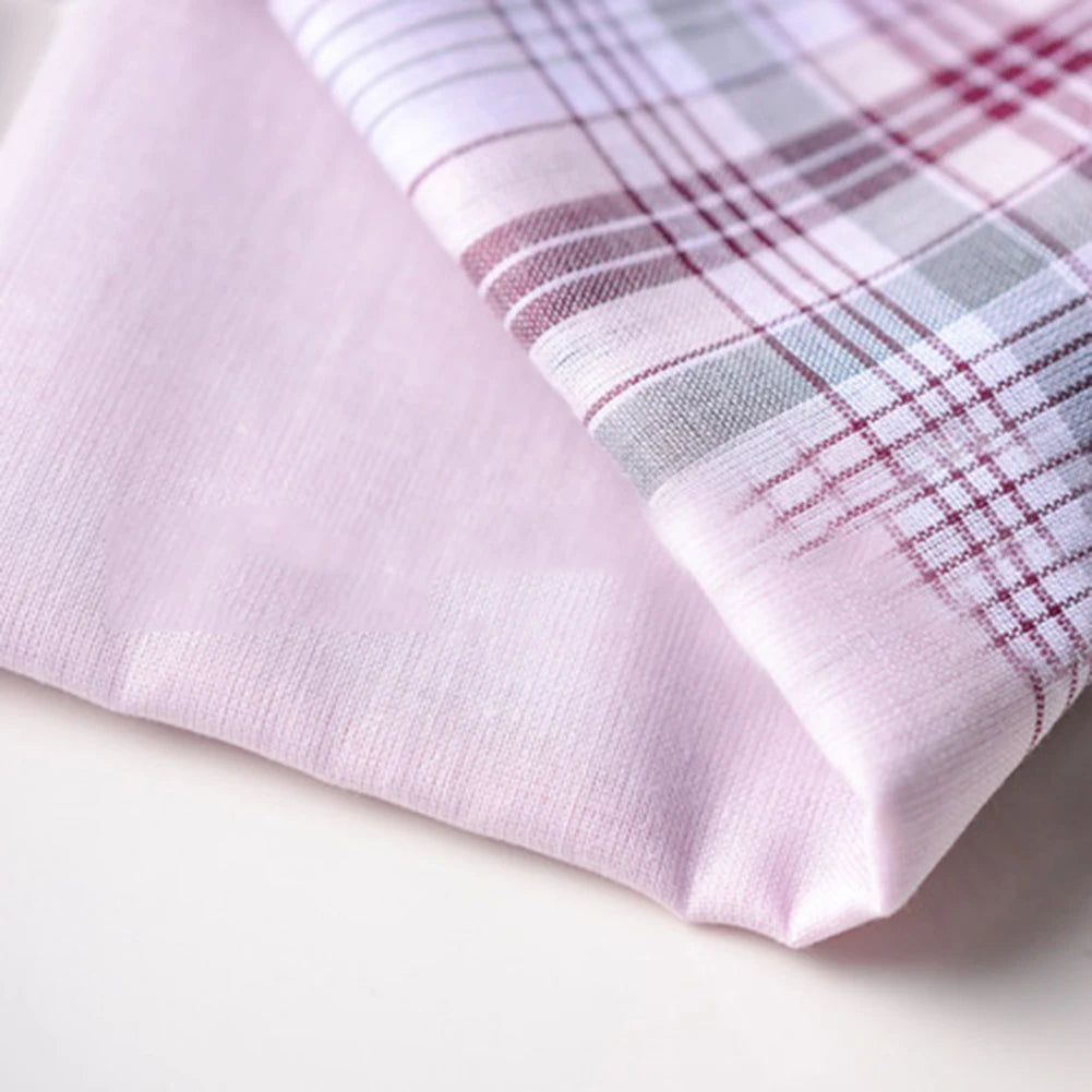 5Pcs Square Plaid Stripe Handkerchiefs Hanky Pocket Cotton Towel 38*38cm Random Men Casual Handkerchiefs Business Cotton Scarf