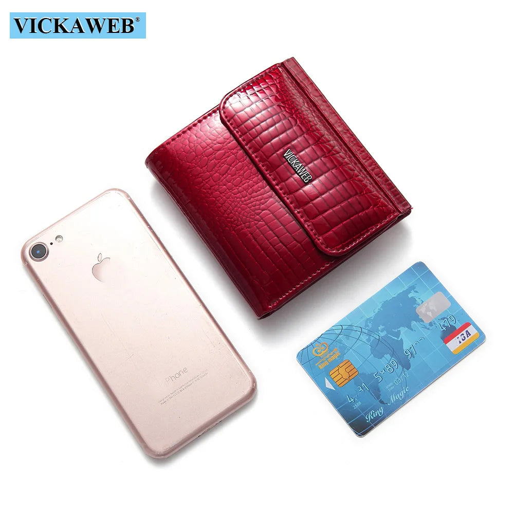 VICKAWEB Mini Wallet Women Genuine Leather Wallets Fashion Alligator Hasp Short Wallet Female Small Woman Wallets And Purses 209